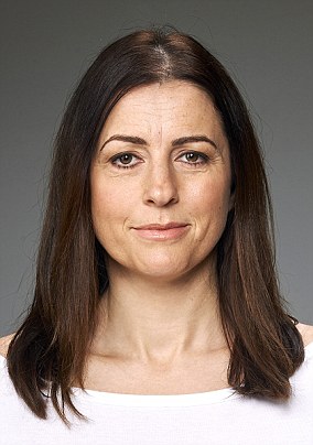 Nutritionist Jenny Tschiesche, 42, pictured before the haircut. She said: ‘In my 20s I had a round face. As I’ve aged the plumpness has disappeared and in some ways I prefer it, but the wrinkles are annoying — especially the frown line in my forehead, which I notice when looking in my rear-view mirror