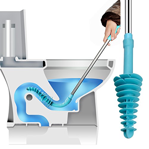 Samshow Toilet Plunger, Toilet Dredge Designed for Siphon-Type, Power Cleaned Toilet Pipe, Patented, Environmentally friendly, Stainless steel Handle with Wall Hook