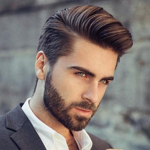 Side Part with Fade and Longer Hair on Top Men