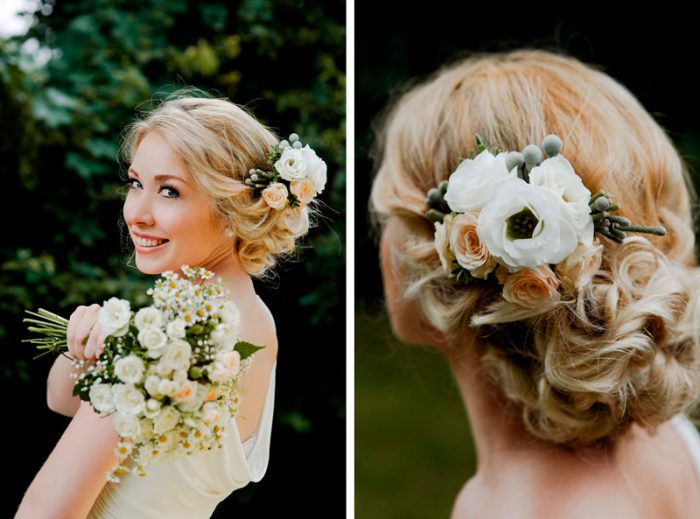 Свадебное украшение волос из живых цветов своими руками